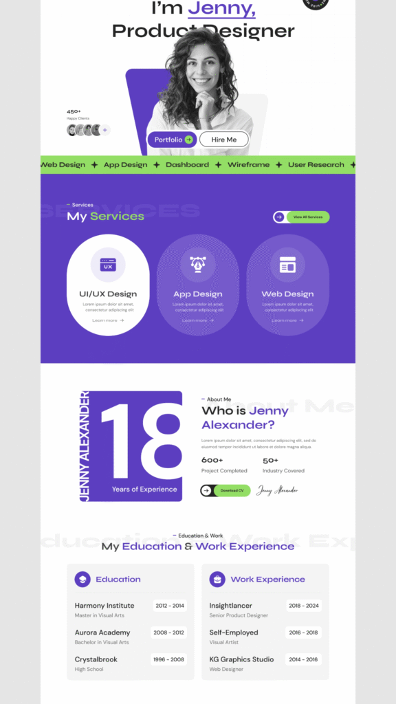 Personal Portfolio Website Figma UIUX Design | Web Design | UI Design ...